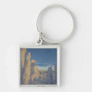 Snowghosts at sunset at Whitefish Mountain 2 Key Ring