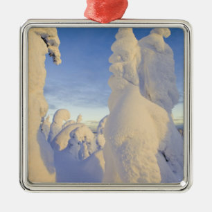 Snowghosts at sunset at Whitefish Mountain Metal Tree Decoration
