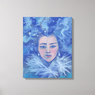 Snowgirl, fantasy art, Christmas &  New Year Canvas Print