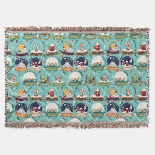 SnowGlobe//Christmas//Gnome//Gingerbread House Throw Blanket (Front)