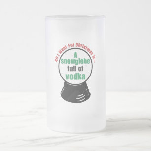 snowglobe frosted glass beer mug
