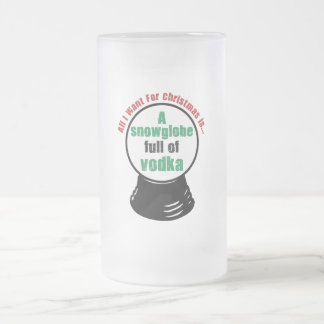 snowglobe frosted glass beer mug