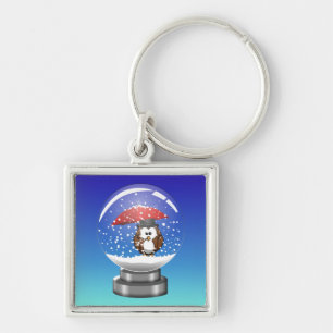snowglobe owl key ring