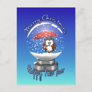 snowglobe owl postcard