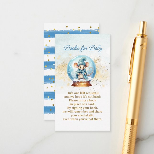 Snowglobe Winter Theme Baby Shower Request Enclosure Card (Front/Back In Situ)