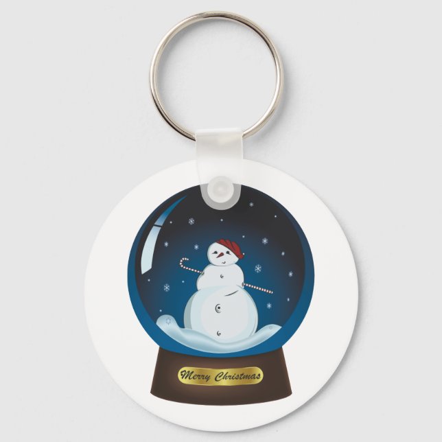 Snowglobe with cute snowman key ring (Front)