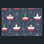 Snowglobe with Snowman Christmas Wrapping Paper Sheet<br><div class="desc">This is cute festive Christmas snow globe pattern with snowman,  Christmas trees and winter red house with snowflakes on dark blue background.</div>