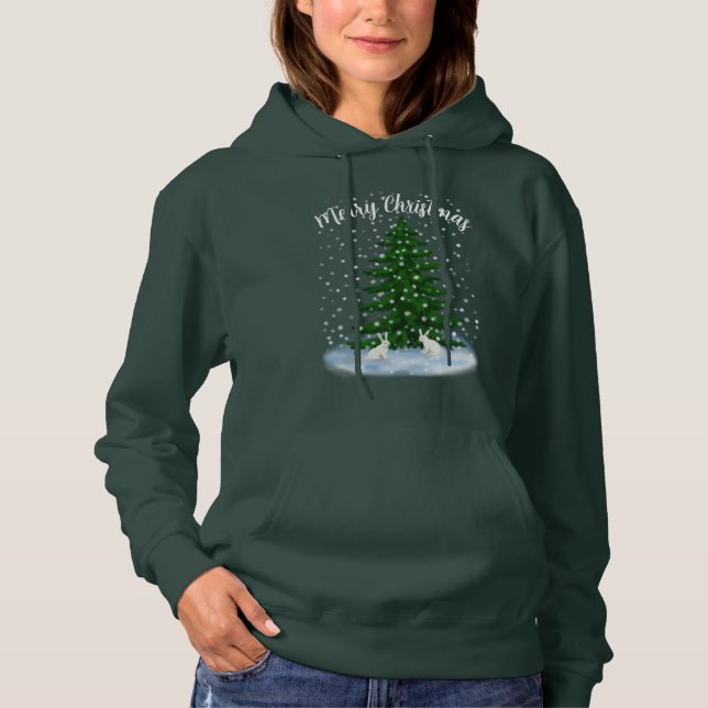 Snowhares and a spruce tree T-Shirt Hoodie (Front)