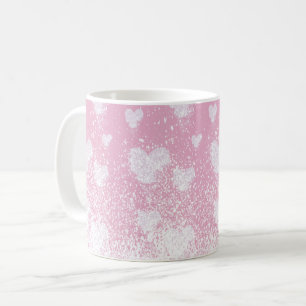 snowing hearts coffee mug