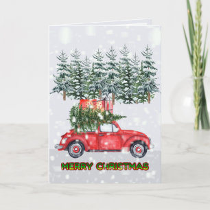 Snowing Red Car Christmas Tree Bring it Home, ZSSP Holiday Card
