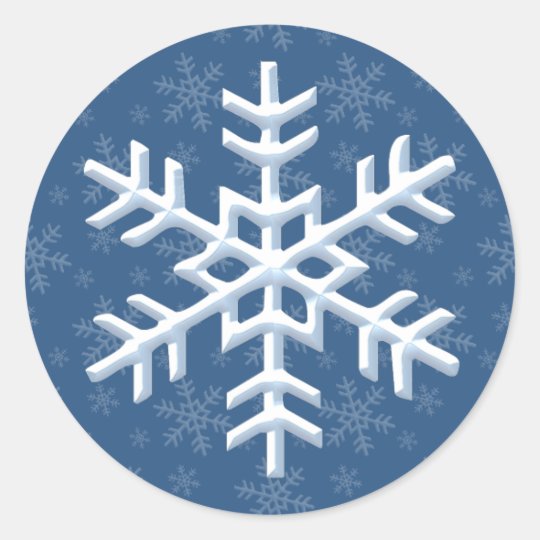Snowing Snowflake Winter Holiday Classic Round Sticker