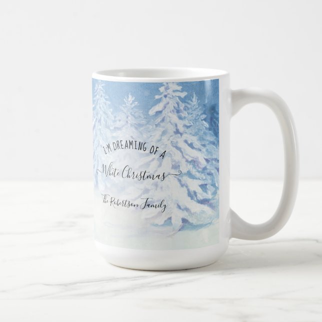 Snowing Trees Dreaming White Christmas Family Coffee Mug (Right)