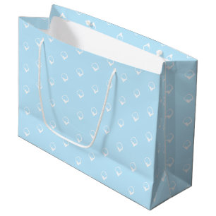 Snowing - White Snowflakes light blue Winter gift Large Gift Bag