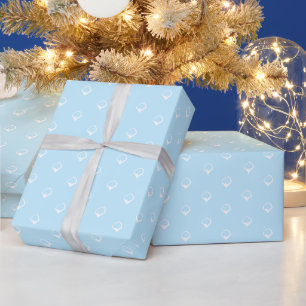 Snowing - White Snowflakes light blue Winter gift Wrapping Paper