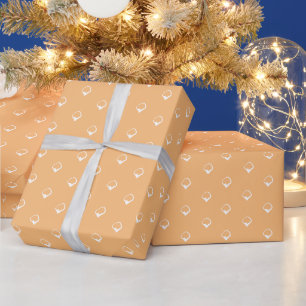 Snowing - White Snowflakes orange gift Wrapping Paper