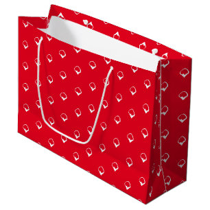 Snowing - White Snowflakes red Winter gift Large Gift Bag