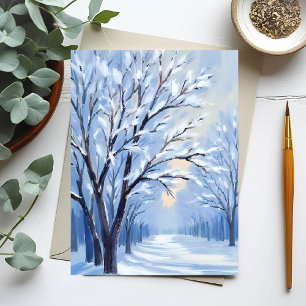 Snowkissed Forest   Winter Watercolor Painting Postcard
