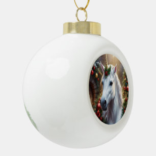Snowlight: The Enchanted Christmas Unicorn Ceramic Ball Christmas Ornament