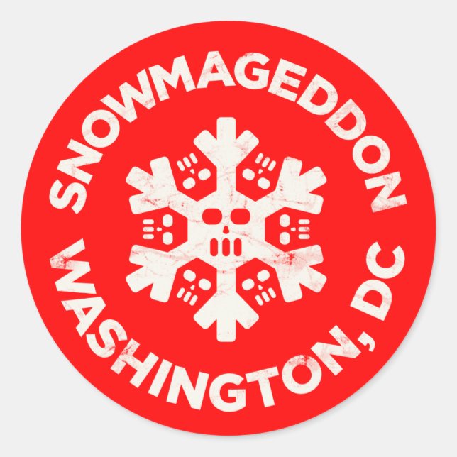 SNOWMAGEDDON WASHINGTON, DC CLASSIC ROUND STICKER (Front)