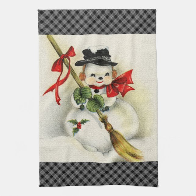 Snowman 001 tea towel (Vertical)