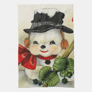 Snowman 004 tea towel