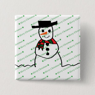 Snowman 15 Cm Square Badge