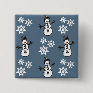 Snowman 15 Cm Square Badge