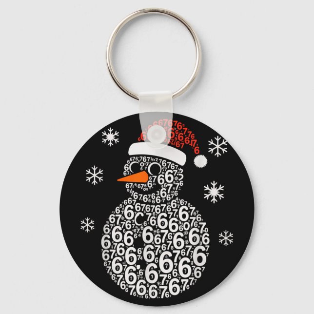 Snowman 67 Six Seven 6 7 Meme Christmas Funny Boy  Key Ring (Front)