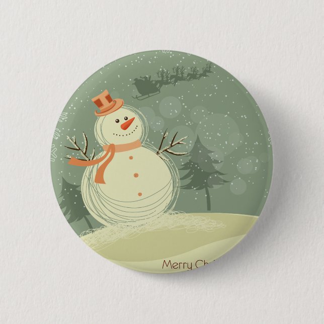 Snowman 6 Cm Round Badge (Front)