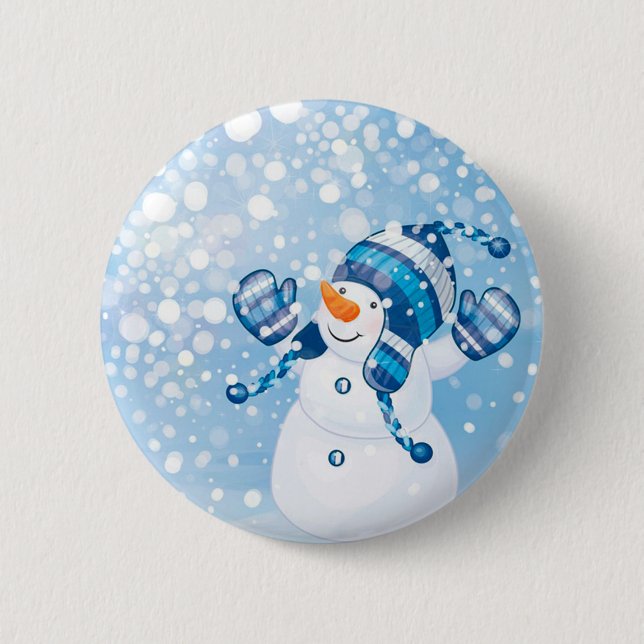 Snowman 6 Cm Round Badge (Front)