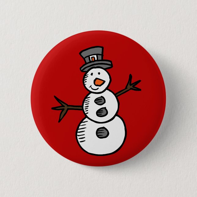 Snowman 6 Cm Round Badge (Front)