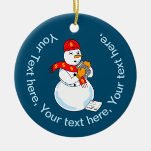 Snowman Accountant Ceramic Tree Decoration