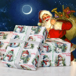 Snowman Add Child's Name Christmas Cuteness Wrapping Paper