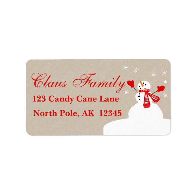 Snowman Address Labels Personalise Customise (Front)