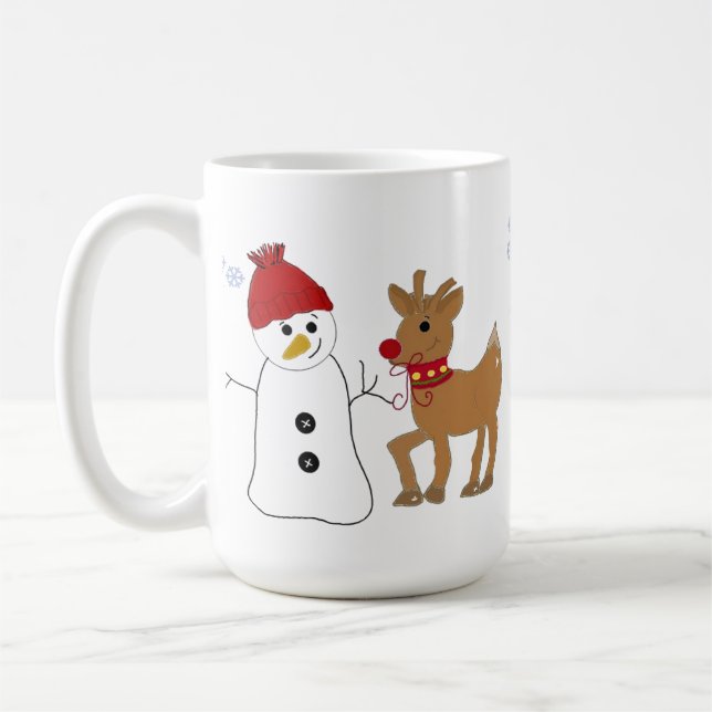 Snowman and a Reindeer Coffee Mug (Left)