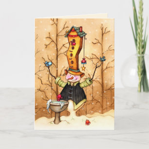 Snowman and Bird Friends - Personalise It Holiday Card