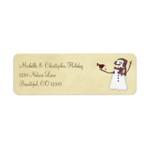 Snowman and Bird Winter Address Label