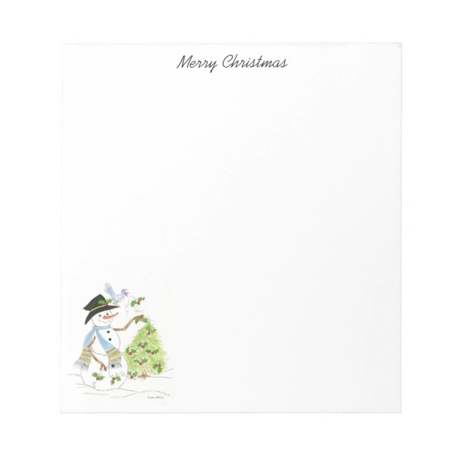 Snowman and Bluebird Notepad (Front)