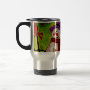 Snowman and Broom Travel Mug
