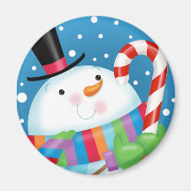 Snowman and Candy Cane Magnet