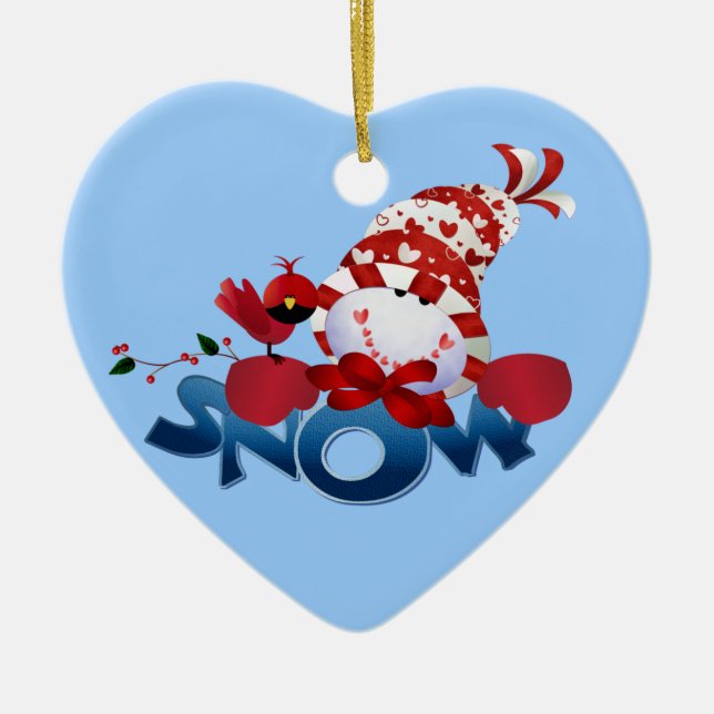 Snowman and Cardinal  Keepsake Ornament (Front)