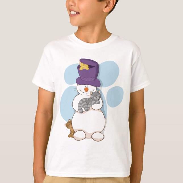 Snowman and cats t-shirt (Front)