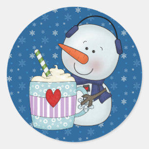 SNOWMAN AND COCOA MUG STICKERS