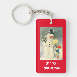 Snowman And Elf Key Ring