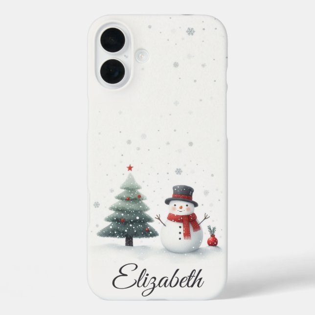 Snowman and Evergreen Case-Mate iPhone Case (Back)