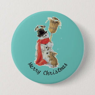 Snowman And Friends Button