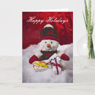 Snowman And Gifts Holiday Christmas Card