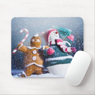 Snowman and gingerbread mouse mat