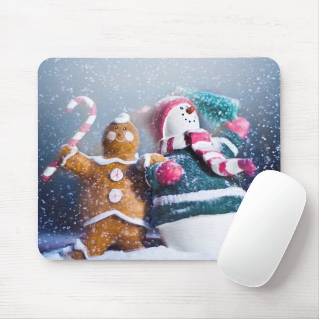 Snowman and gingerbread mouse mat (With Mouse)