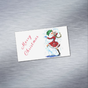 Snowman and Girl Dancers Christmas Magnets